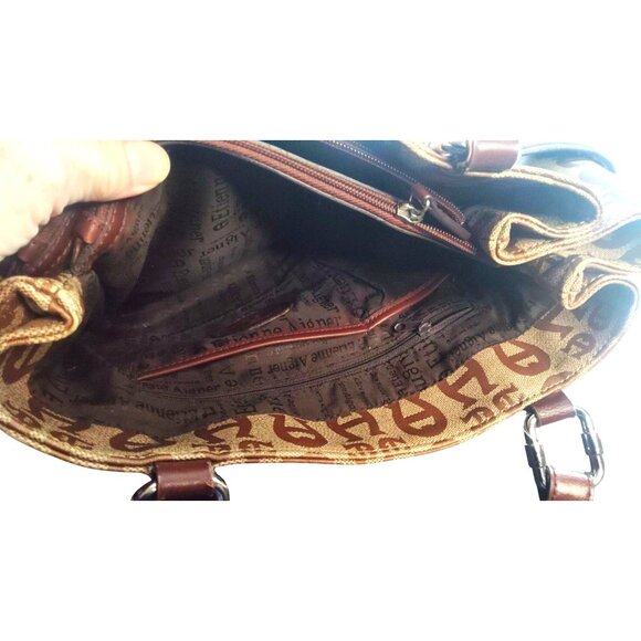 Etienne Aigner Monogram Canvas & Faux Leather Tote Bag - Picture 12 of 16